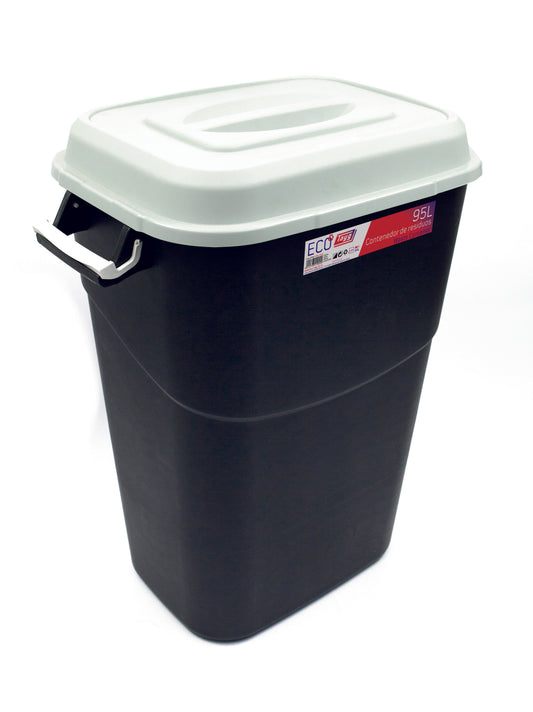 CUBO BASURA 95 LITROS NEGRO/GRIS
