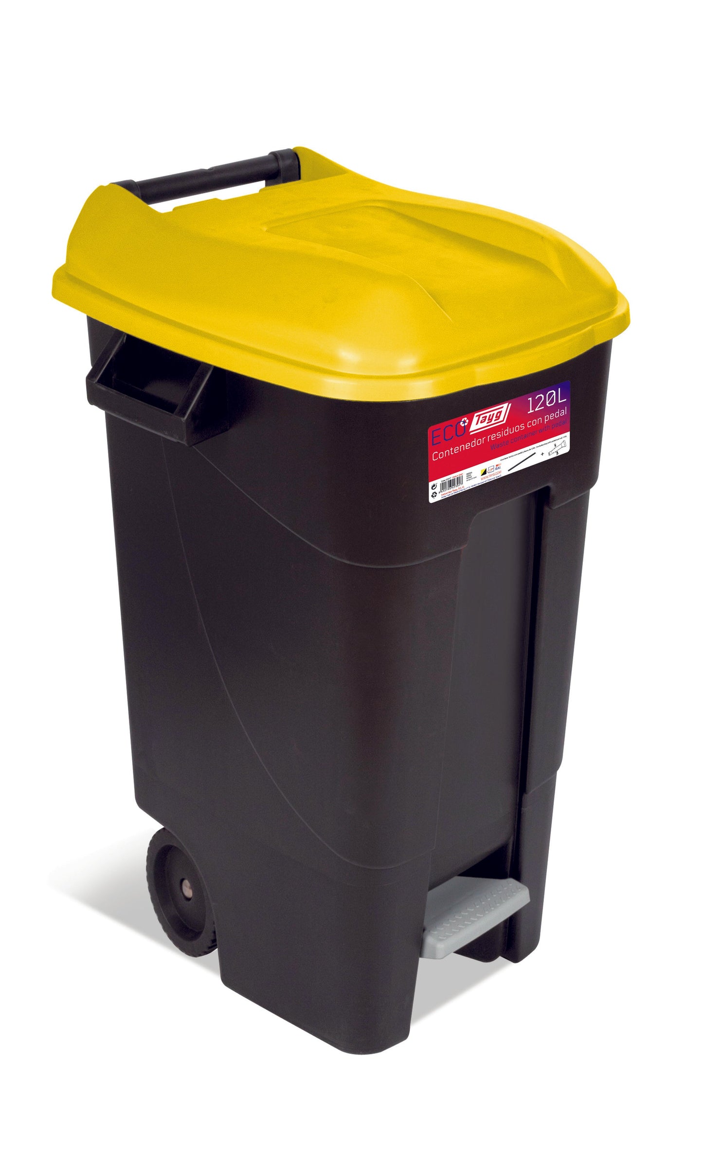 CUBO BASURA 120L.C/PEDAL 4 COLORES