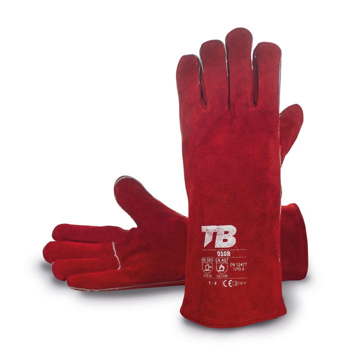 Guante de Soldador Serraje Rojo TB Group - 910B