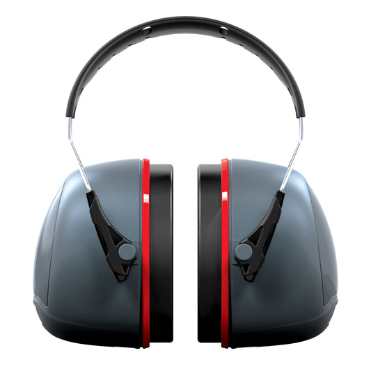 Orejeras Sonis®3 con diadema sobremoldeada copa gris oscuro/rojo brillante (SNR 37)