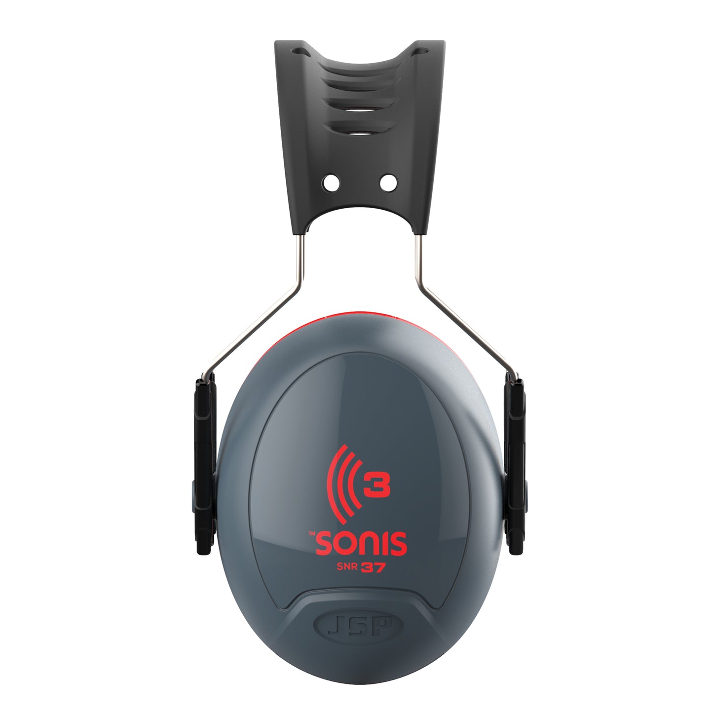 Orejeras Sonis®3 con diadema sobremoldeada copa gris oscuro/rojo brillante (SNR 37)