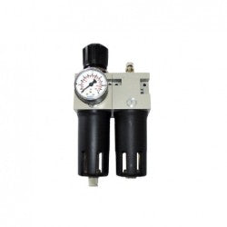 Conjunto Filtro Regulador Lubricador AIXIA FR+L 1/2" con Manómetro